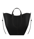 Cyme Tote - Textured Black with Ecru Stitching